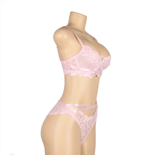 Load image into Gallery viewer, Floral Lace Underwire Bra Set Pink (16-18) 3xl
