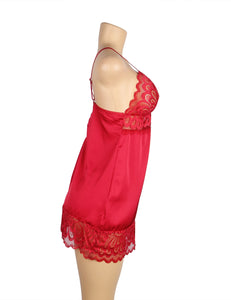 Red Lace With Hook And Eye Babydoll (8-10) M