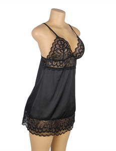 Black Lace With Hook And Eye Babydoll (12-14) Xl