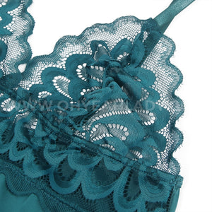 Green Lace With Hook And Eye Babydoll (8-10) M
