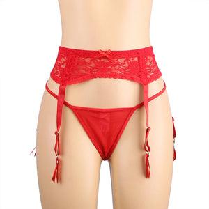 Red Lace Metal Button Garter Belt (8-10) M