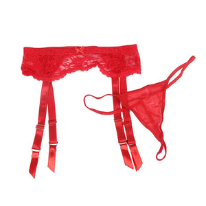 Red Lace Metal Button Garter Belt (8-10) M