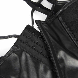 Black Boned Lace  Leather Corset (12) L