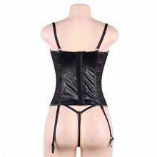 Load image into Gallery viewer, Black Boned Lace  Leather Corset (12) L
