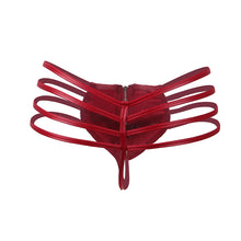 Load image into Gallery viewer, Mens&#39; Leather Look Undies With Zipper Red (28-30) M
