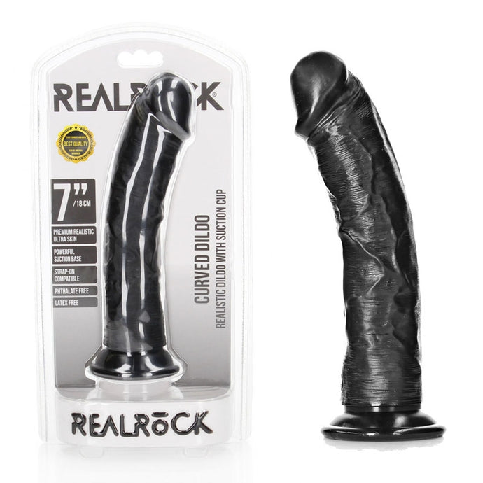 Realrock 7'' Realistic Curved Dildo Black