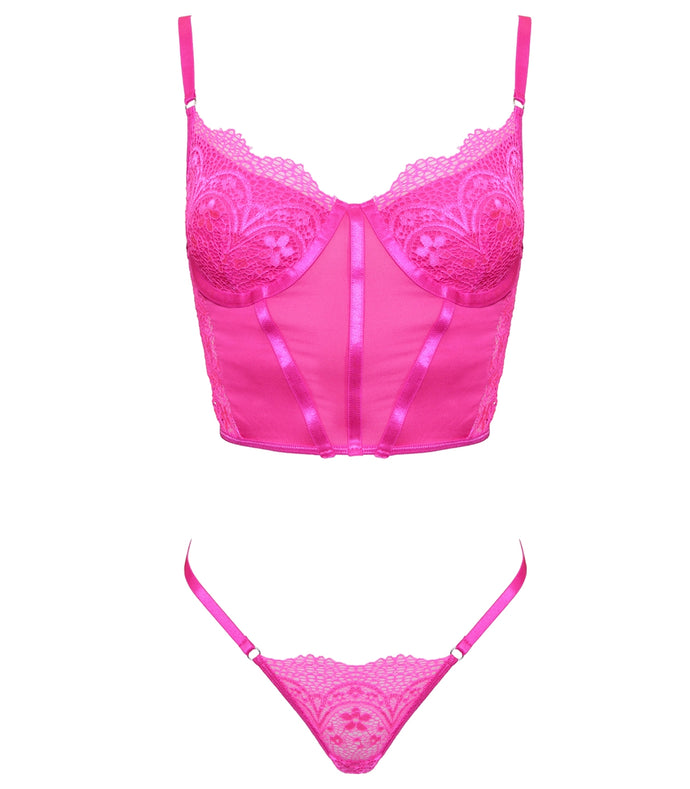 Muse Crop Top And G String Set L Pink
