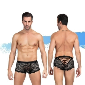 Ashella Men's Mica Lace Boxer Brief Black L/xl