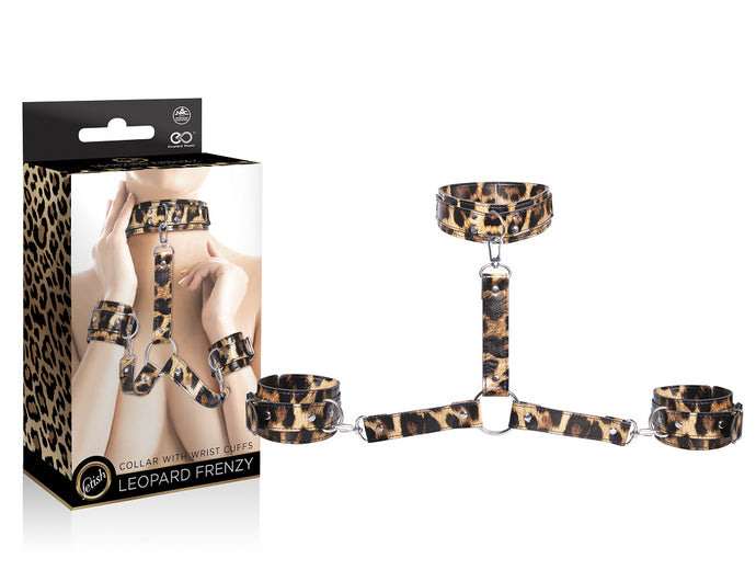 Leopard Frenzy Collar With Wrist Cuffs