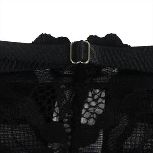 Floral Lace Underwire Bra Set Black (12-14) Xl
