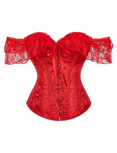 Load image into Gallery viewer, Off Shoulder Lace Corset Red (24) 6xl
