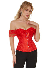 Load image into Gallery viewer, Off Shoulder Lace Corset Red (14) Xl
