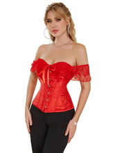Load image into Gallery viewer, Off Shoulder Lace Corset Red (24) 6xl
