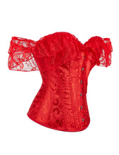 Load image into Gallery viewer, Off Shoulder Lace Corset Red (14) Xl
