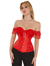Load image into Gallery viewer, Off Shoulder Lace Corset Red (20) 4xl
