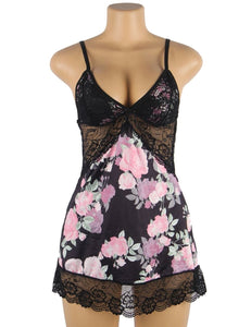 Floral Lace Babydoll Black (12-14) Xl