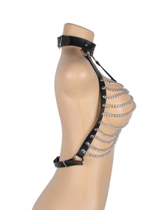 Chest Punk Bondage Belt With Chain O/s