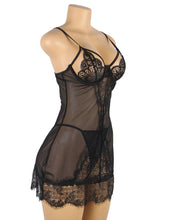 Load image into Gallery viewer, Black Eyelash Lace Sheer Babydoll (20-22) 5xl
