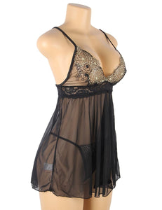 Black Lace Embroidery Babydoll (12-14) Xl