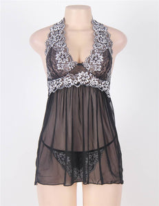 Black Open Back Halter Babydoll (16-18) 3xl