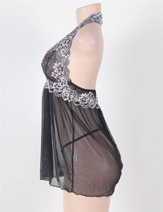 Black Open Back Halter Babydoll (16-18) 3xl