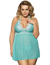 Load image into Gallery viewer, Green Open Back Halter Babydoll (20-22) 5xl
