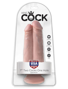 King Cock 7" Two Cocks One Hole Flesh