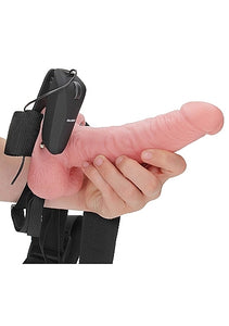 Realrock 7" Vibrating Hollow Strapon With Balls Flesh