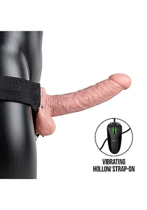 Realrock 7" Vibrating Hollow Strapon With Balls Flesh