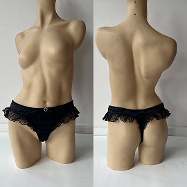 Black Silk Lace G-string Large(14)