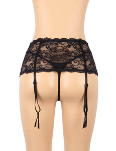 Black Sexy Lace Floral Lace Garter(8-10) M