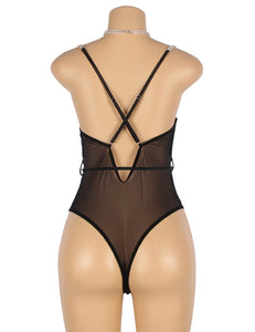 Black Mesh Bodysuit And Belt (12-14) Xl