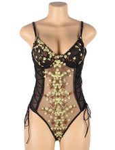 Load image into Gallery viewer, Black Exquisite Embroidery Bodysuit (16-18) 3xl
