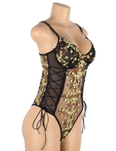 Load image into Gallery viewer, Black Exquisite Embroidery Bodysuit (16-18) 3xl
