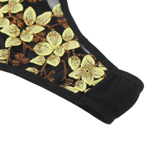 Black Exquisite Embroidery Bodysuit (8-10) M
