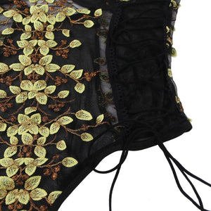 Black Exquisite Embroidery Bodysuit (12-14) Xl