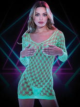 Load image into Gallery viewer, Glow In The Dark Mini Dress With Sleeves O/s-lapdance
