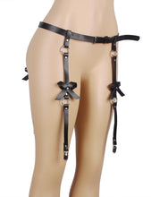 Load image into Gallery viewer, Black Leather Chain Bandage Garter- O/s
