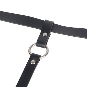 Black Leather Chain Bandage Garter- O/s