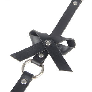 Black Leather Chain Bandage Garter- O/s