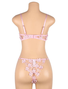 Pink Floral Applique Bra Set (16-18) 3xl