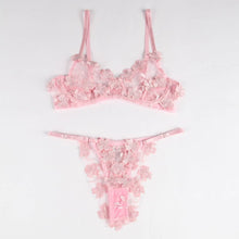 Load image into Gallery viewer, Pink Floral Applique Bra Set (20-22) 5xl
