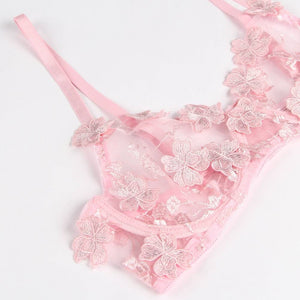 Pink Floral Applique Bra Set (20-22) 5xl