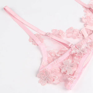 Pink Floral Applique Bra Set (20-22) 5xl