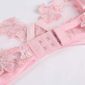 Pink Floral Applique Bra Set (8-10) M
