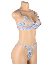 Load image into Gallery viewer, Blue Floral Applique Bra Set (12-14) Xl
