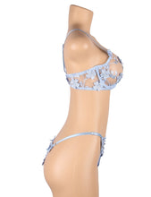 Load image into Gallery viewer, Blue Floral Applique Bra Set (12-14) Xl
