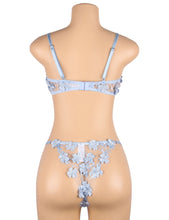 Load image into Gallery viewer, Blue Floral Applique Bra Set (12-14) Xl
