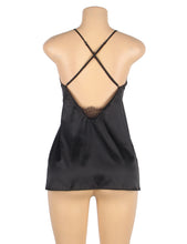 Load image into Gallery viewer, Black Satin Lace Open Back Babydoll (14) Xl
