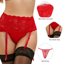 Load image into Gallery viewer, Red  Floral Lace Garter Panty(12-14) Xl
